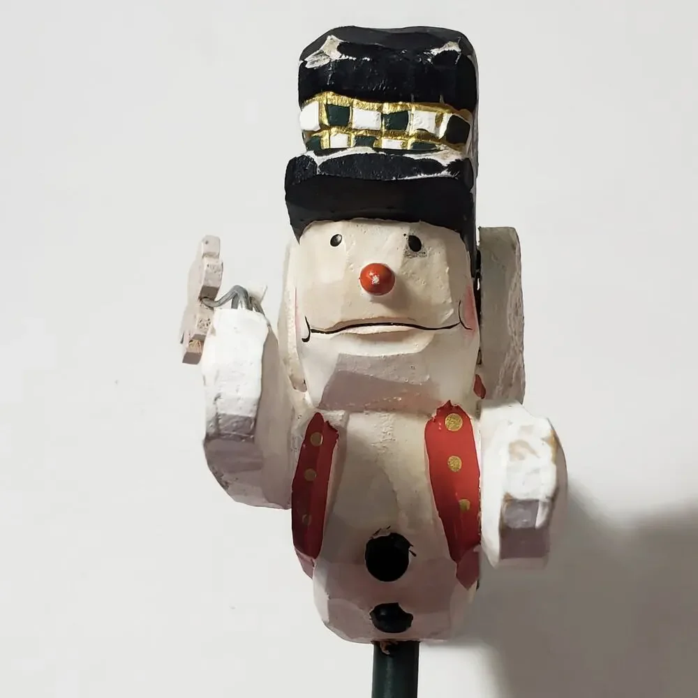 Wooden Flying Winged Snowman Stake Holiday Christmas Decoration